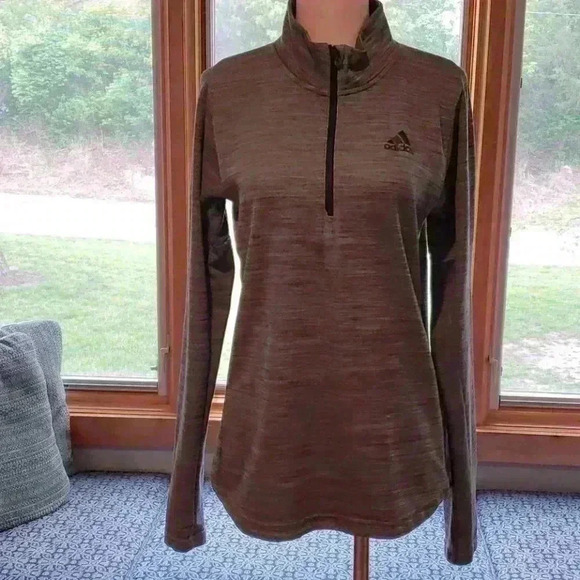 Adidas grey/white half zip active wear - Picture 1 of 2